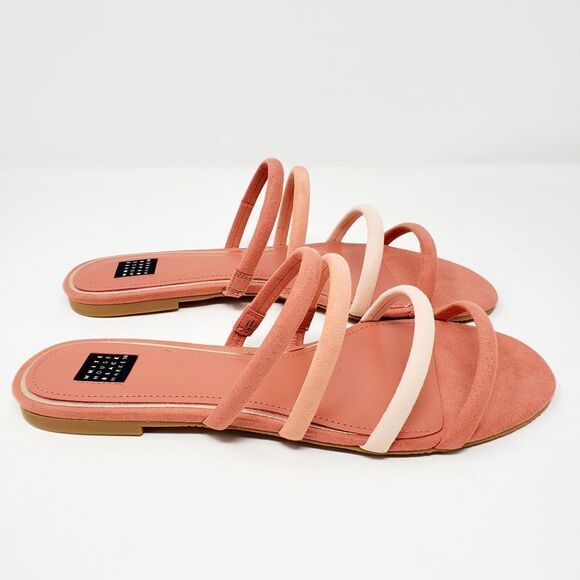 White House Black Market Briella Adobe Strappy Slide Flat Peach Sandal Size 8.5 - Picture 4 of 6